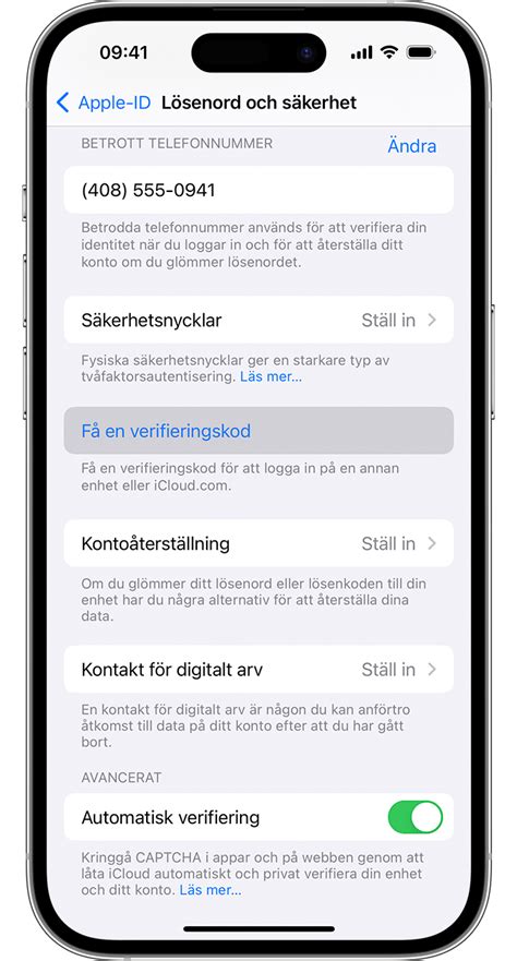 Logga in på apple-id utan verifieringskod